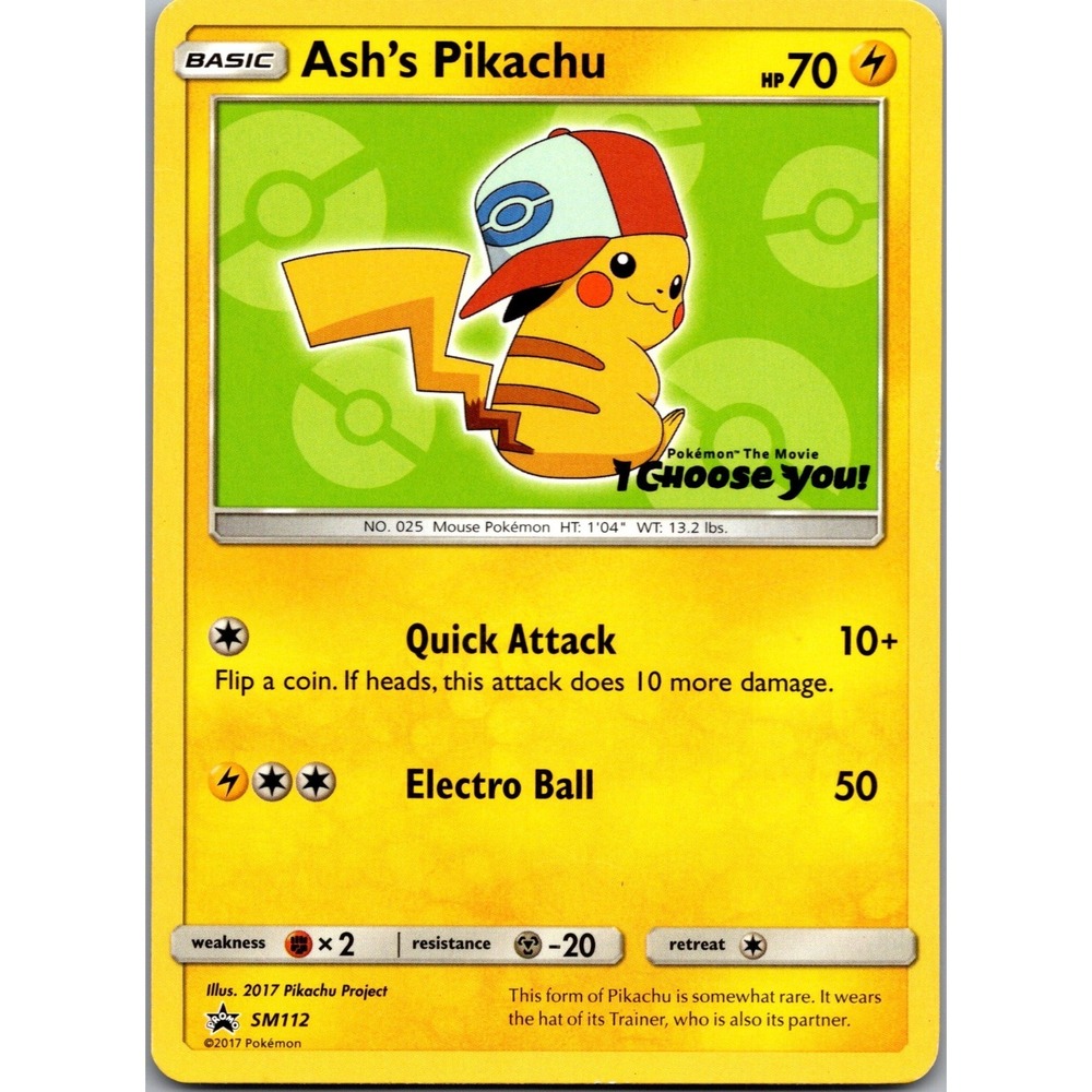 Pokemon Ash's Pikachu SM112 Sun & Moon Promo I Choose You Movie Card LP